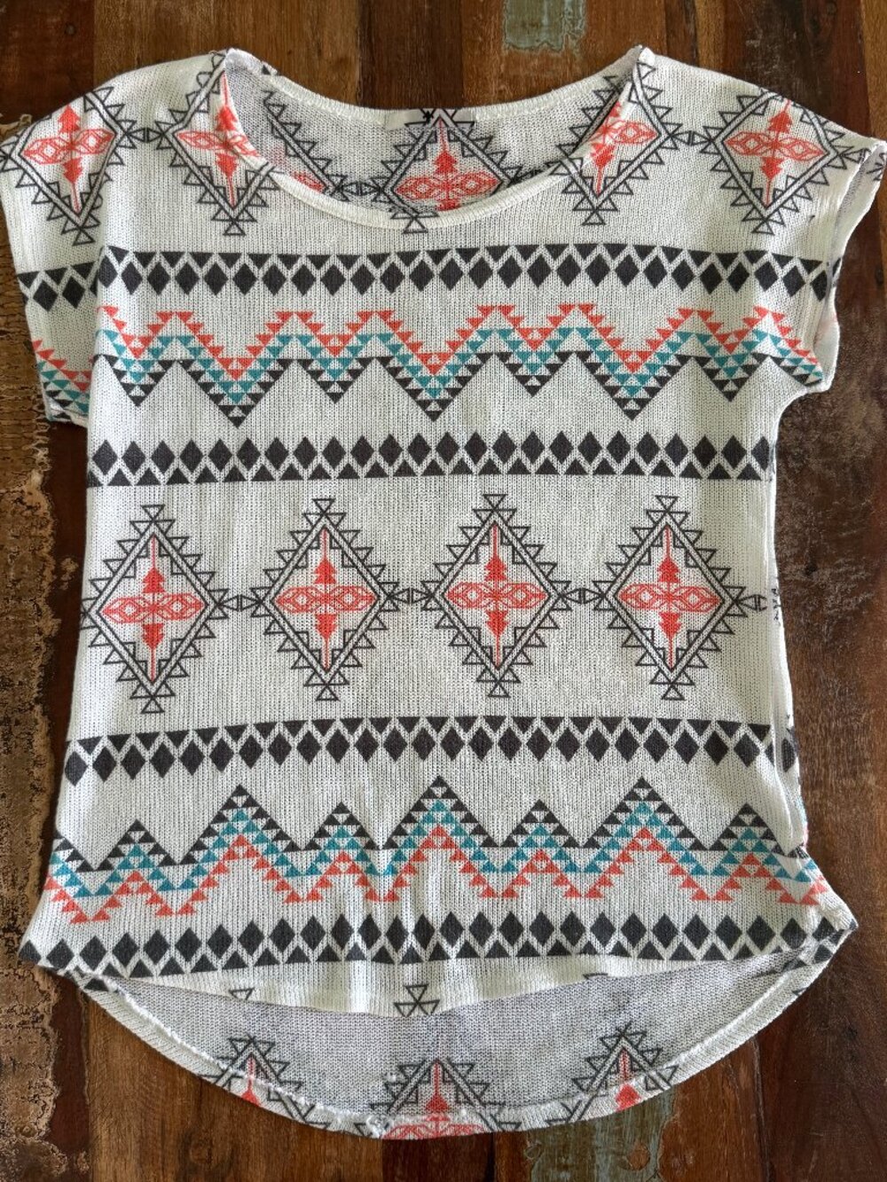 Blue Planet Aztec Knit Top Size Medium